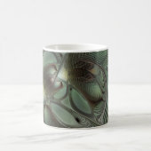Abstraktes Olive Sage Green Grau Fraktal Art Fanta Kaffeetasse (Mittel)