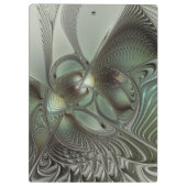 Abstraktes Olive Sage Green Grau Fraktal Art Fanta Klemmbrett (Rückseite)