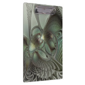Abstraktes Olive Sage Green Grau Fraktal Art Fanta Klemmbrett (Rechts)