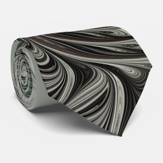 Abstraktes Olive Sage Green Grau Fraktal Art Fanta Krawatte (Gerollt)