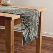 Abstraktes Olive Sage Green Grau Fraktal Art Fanta Kurzer Tischläufer (Beispiel)