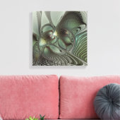 Abstraktes Olive Sage Green Grau Fraktal Art Fanta Leinwanddruck (Insitu (Wohnzimmer))