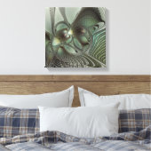 Abstraktes Olive Sage Green Grau Fraktal Art Fanta Leinwanddruck (Insitu (Schlafzimmer))