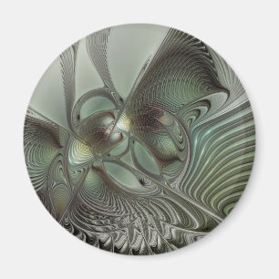 Abstraktes Olive Sage Green Grau Fraktal Art Fanta Magnet