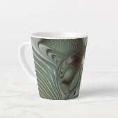 Abstraktes Olive Sage Green Grau Fraktal Art Fanta Milchtasse (Linke Ecke)