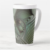 Abstraktes Olive Sage Green Grau Fraktal Art Fanta Milchtasse (Rechte Ecke)