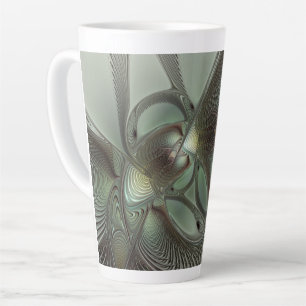 Abstraktes Olive Sage Green Grau Fraktal Art Fanta Milchtasse