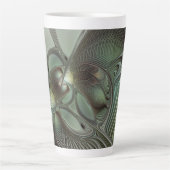 Abstraktes Olive Sage Green Grau Fraktal Art Fanta Milchtasse (Vorderseite)