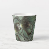 Abstraktes Olive Sage Green Grau Fraktal Art Fanta Milchtasse (Vorderseite)