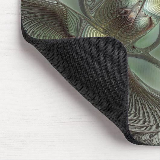 Abstraktes Olive Sage Green Grau Fraktal Art Fanta Mousepad (Ecke)