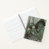 Abstraktes Olive Sage Green Grau Fraktal Art Fanta Notizblock (Innenseite)
