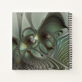 Abstraktes Olive Sage Green Grau Fraktal Art Fanta Notizblock (Rückseite)