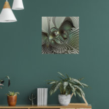 Abstraktes Olive Sage Green Grau Fraktal Art Fanta