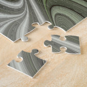 Abstraktes Olive Sage Green Grau Fraktal Art Fanta Puzzle (Seite)