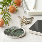 Abstraktes Olive Sage Green Grau Fraktal Art Fanta Schlüsselanhänger (Seite)