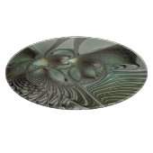 Abstraktes Olive Sage Green Grau Fraktal Art Fanta Schneidebrett (Ecke)