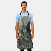 Abstraktes Olive Sage Green Grau Fraktal Art Fanta Schürze (Getragen)