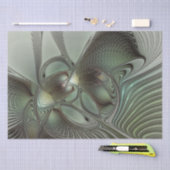 Abstraktes Olive Sage Green Grau Fraktal Art Fanta Seidenpapier (Handwerk)