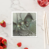 Abstraktes Olive Sage Green Grau Fraktal Art Fanta Serviette (Beispiel)