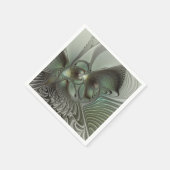 Abstraktes Olive Sage Green Grau Fraktal Art Fanta Serviette (Ecke)