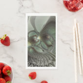 Abstraktes Olive Sage Green Grau Fraktal Art Fanta Serviette (Beispiel)