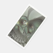 Abstraktes Olive Sage Green Grau Fraktal Art Fanta Serviette (Ecke)