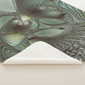 Abstraktes Olive Sage Green Grau Fraktal Art Fanta Sherpadecke (3/4)