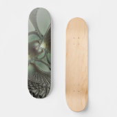 Abstraktes Olive Sage Green Grau Fraktal Art Fanta Skateboard (Vorderseite)