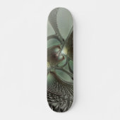Abstraktes Olive Sage Green Grau Fraktal Art Fanta Skateboard (Vorne)