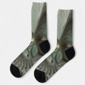 Abstraktes Olive Sage Green Grau Fraktal Art Fanta Socken (Linkes Detail)