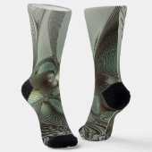 Abstraktes Olive Sage Green Grau Fraktal Art Fanta Socken (Gewinkelt)
