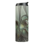 Abstraktes Olive Sage Green Grau Fraktal Art Fanta Thermosbecher (Nach links gedreht)