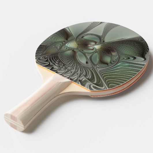Abstraktes Olive Sage Green Grau Fraktal Art Fanta Tischtennis Schläger (Vorderseite)
