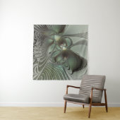 Abstraktes Olive Sage Green Grau Fraktal Art Fanta Wandteppich (Beispiel (Horizontal))