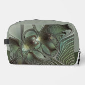 Abstraktes Olive Sage Green Grau Fraktal Art Fanta Waschbeutel (Vorderseite)