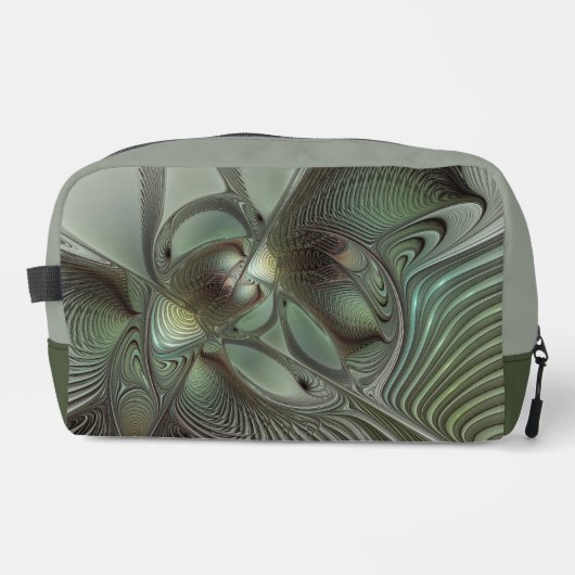 Abstraktes Olive Sage Green Grau Fraktal Art Fanta Waschbeutel (Vorderseite)