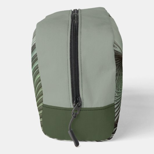 Abstraktes Olive Sage Green Grau Fraktal Art Fanta Waschbeutel (Rechts)