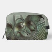 Abstraktes Olive Sage Green Grau Fraktal Art Fanta Waschbeutel (Rückseite)