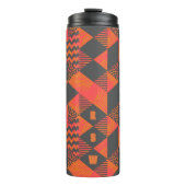 Abstraktes Orange-Graues Geometrisches Monogramm Thermosbecher (Vorderseite)