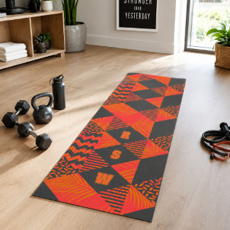 Abstraktes Orange-Graues Geometrisches Monogramm Yogamatte