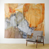 Abstraktes Orange Gray Gold Art Tapestes Wandteppich (Beispiel (Horizontal))