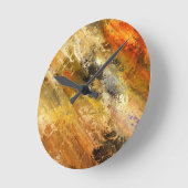 Abstraktes Orange Grunge Design Runde Wanduhr (Winkel)