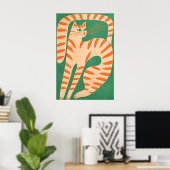 Abstraktes Orange-Katzen-Poster, Minimalistische F Poster (Heimbüro)