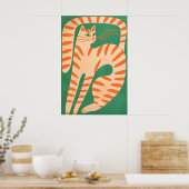 Abstraktes Orange-Katzen-Poster, Minimalistische F Poster (Küche)
