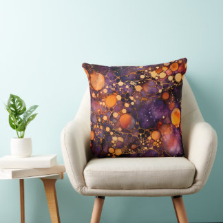 ABSTRAKTES ORANGE LILA SCHWARZ HALLOWEEN KISSEN