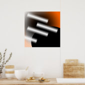 Abstraktes Orange mit Lichtstrahlen AP0005 Poster (Küche)