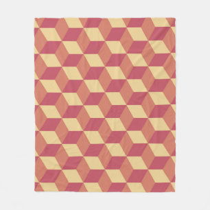 Abstraktes Orange Red Cube Muster Fleecedecke