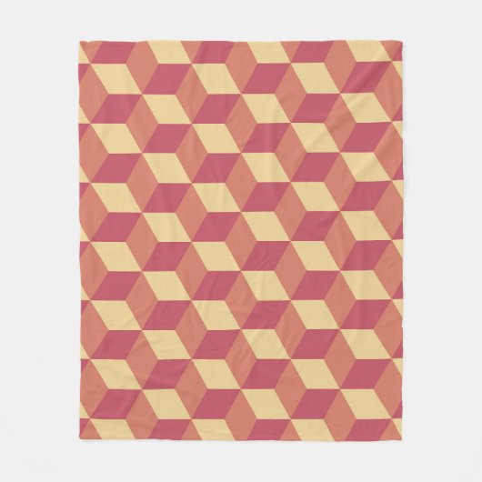 Abstraktes Orange Red Cube Muster Fleecedecke (Vorderseite)