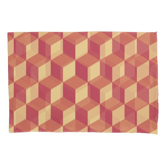 Abstraktes Orange Red Cube Muster Kissenbezug (Vorderseite)