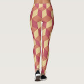 Abstraktes Orange Red Cube Muster Leggings (Rückseite)